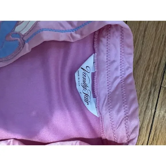 Vanity Fair Long PINK White Blue Applique robe House Zip Large pockets vintage - Picture 12 of 14